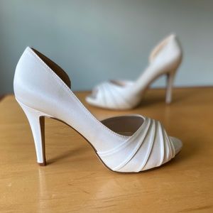 David’s Bridal Satin Pleated Platform Pumps